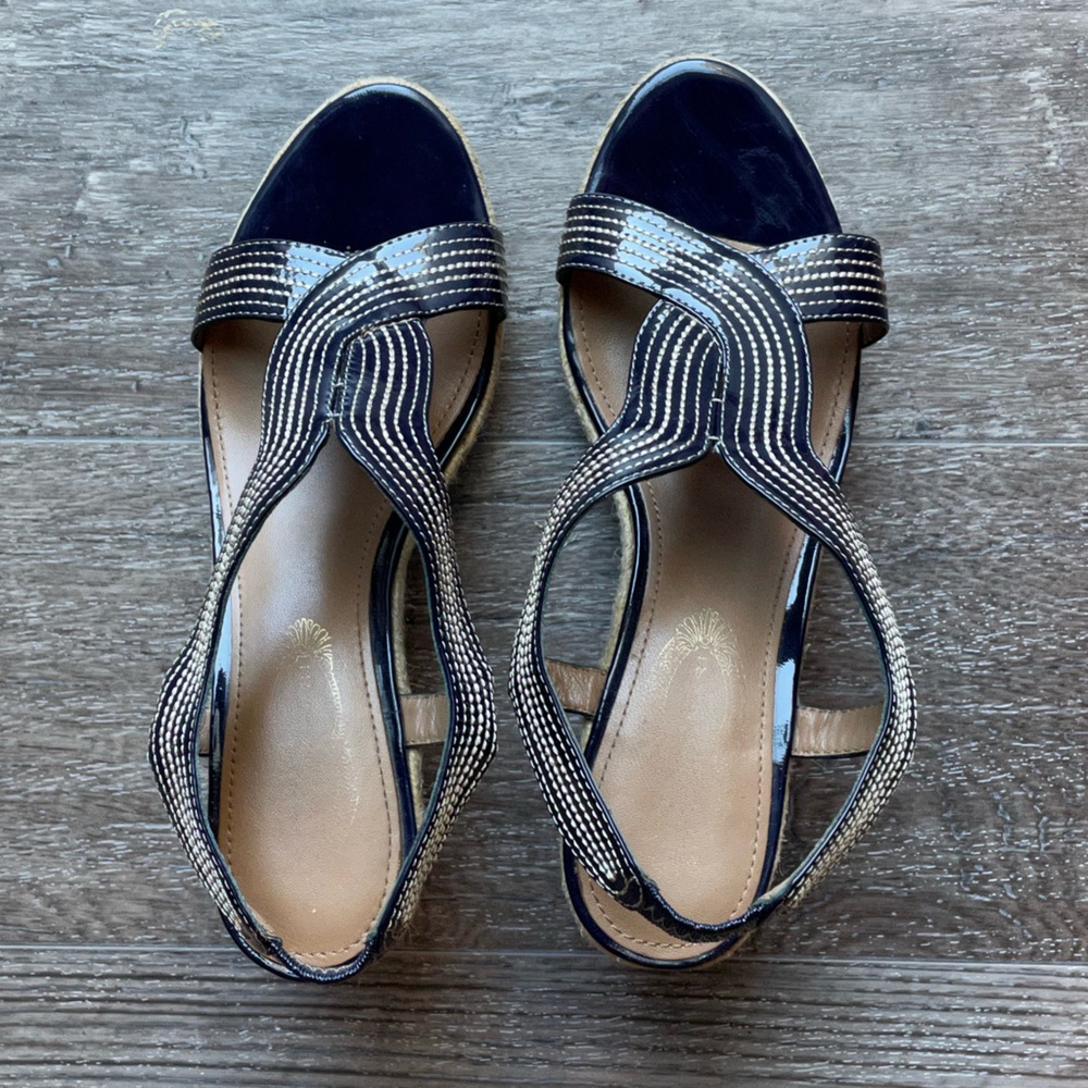 Elie Tahari Wedge Espadrille Strappy Sandals
